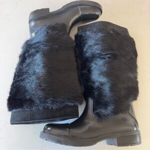 Oscar Sport Faux Fur Rain boots in black Size: 41 IT/10.5 US